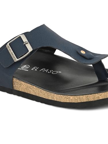 Image of EL PASO Men's Suede Leather Cushioned Cork Sole Sandal Slippers (Size 6 to 12)