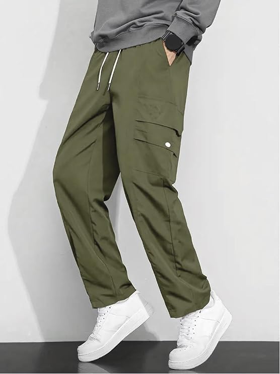 Image of Men Cargo Pants 100% Cotton | Relaxed Fit Utility Cargos for Men with 6 Pockets | Breathable Durable Fabric | Casual Streetwear Travel & Outdoor Pants