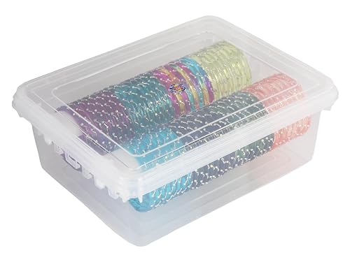 Image of NMII Plastic Bangle Storage Chudi Box | Transparent Multipurpose Jewelry Organizer with Secure Lid & 2 Rods for Bangles | Durable & Lightweight | Perfect for Bangles, Bracelets & Kada for Home, Travel