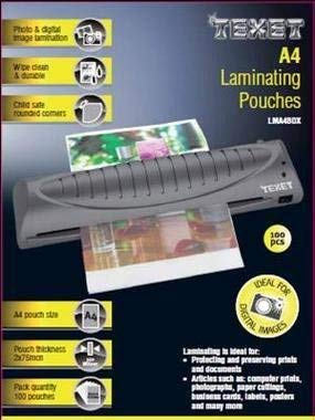TEXET A4 Size Waterproof Glossy Finish Laminating Pouches | Pack of 100 | 250 Micron (2 * 125)