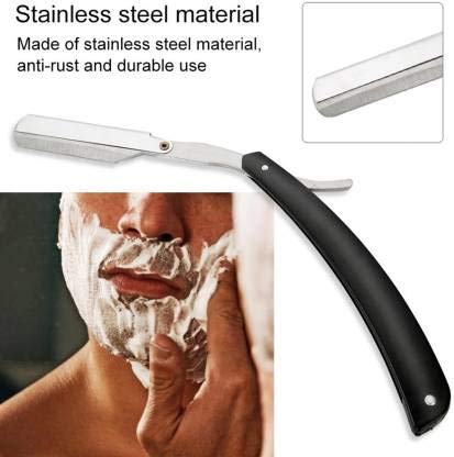 Image of Professional Salon Folding Black Razor Ustra Stainless Steel Straight Edge Barber Razor For Men