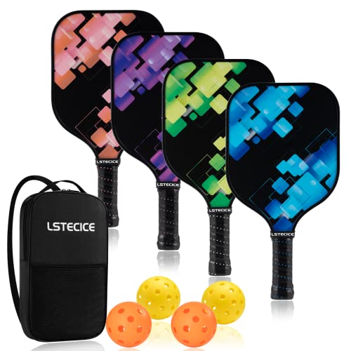 LSTECICE Pickleball Paddles Set of 4 Pickleball Racket Sets ...