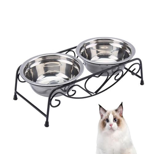 Ciotole per Animali Domestici Rialzate in Acciaio Inossidabile Con Supporto in Ferro, Doppio Piatto per Cibo per Gatti E Acqua per Cani Ciotola Acqua Cane Ciotola per Gatti