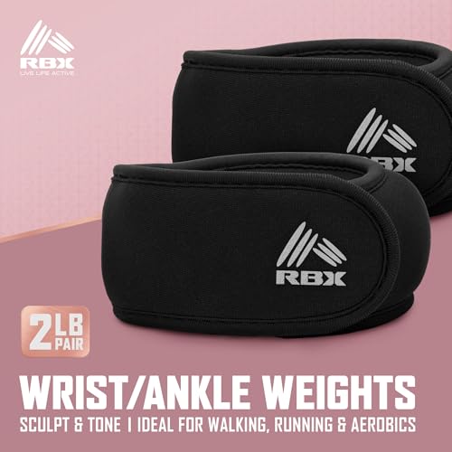 Image of RBX Wrist & Ankle Weights Set (2LB Pair /1LB Each), Adjustable Comfort Fit for Training & Toning