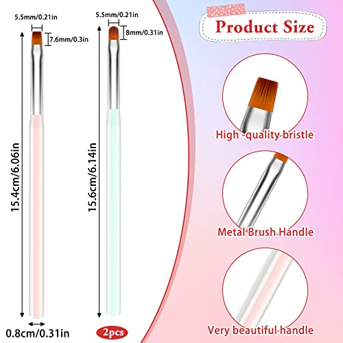 Nail Art Clean Up Brushes, 2Pcs Flat&Angled Nail Brush For Cleaning Nail Polish Mistake On The Cuticles, Acetone Resistant Finger Nail Cleaning Brushes Nail Painting Tools For Nail Design #TOP6