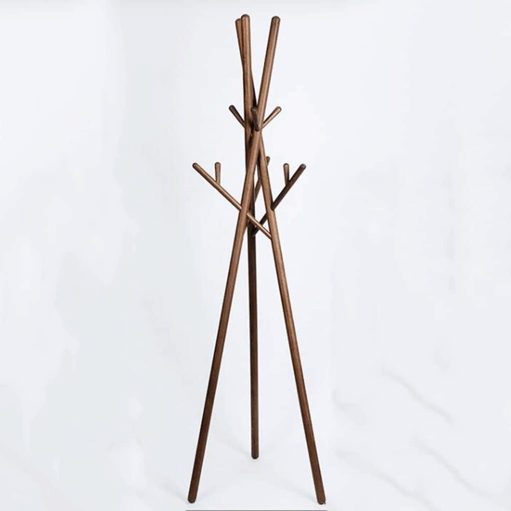 Porte-manteau debout en bois couleur noyer pour une entrée ordonnée