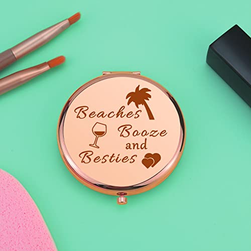 Girls Weekend Gifts Beach Lover Gift Compact Makeup Mirror For Sister Girls Friends Travel Gifts For Women Girls Getaway Gifts Bachelorette Party Gift Folding Makeup Mirror Christmas Birthday Gifts #TOP4