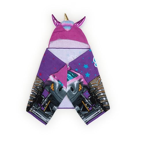 Monster Jam Monstertruck Kinder Kapuzenhandtuch Badeponcho Badetuch, Lila – Ansicht 2