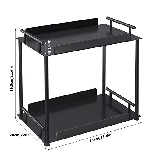 Fle Bathroom Organizer Countertop,2 Tier Bathroom Counter Organizer Kitchen Spice Rack Cosmetic Organizer,Countertop Storage Shelf For Bathroom, Kitchen, Living Room, Bedroom, Dressing Table Black #TOP5