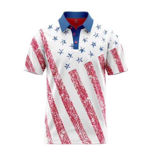 Image of Patriotic USA Golf Polo Shirt Men's Performance Short Sleeve