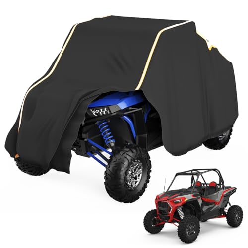 KEMIMOTO UTV Cover 2 Seater Heavy Duty Medium Size Compatible with Polaris RZR General Can-Am Maverick Talon Teryx Zforce Viking YXZ SXS Cover 2-3 Seater with Reflective Strip Sturdy in Wind