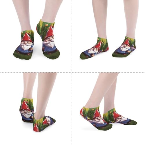 5 Pairs of Cotton Ankle Socks for Women Men Colorful Gnomes Low Cut Socks for Running Hiking No Show Athletic Sock4