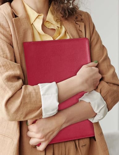 Image of Mymazn Padfolio Portfolio Folder, Faux Leather Interview Resume Folder with Document Organizer & Business Card Holder, Letter-Sized Notepad Legal Pad Holder for Men Women (Dark Red)