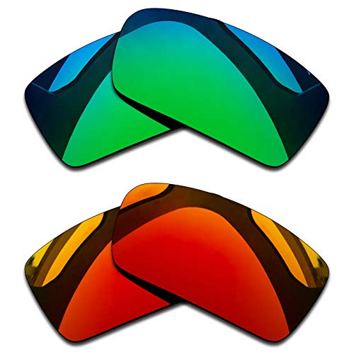 Shadespa Polarized Replacement Lenses for Oakley Gascan OO9014 Sunglasses - Grass Green + Amber Sunrise