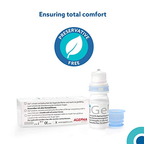 Gouttes pour les yeux secs et lentilles de contact IGel® | Larmes artificielles pour les yeux rouges et irrités | Gouttes pour les yeux à l'acide hyaluronique | Gouttes pour les yeux sans conservateur - Image 4
