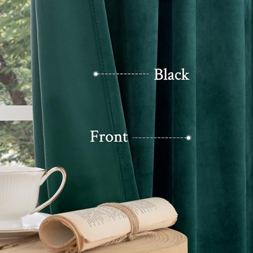 LAMIT Velvet Curtains 96 Inch Length for Living Room, Teal Thermal Room Darkening Panels Luxury Privacy Protected Back Tab and Rod Pocket Drapes for Bedroom/Room Decor, 2 Panels, 52 x 96 Inch
