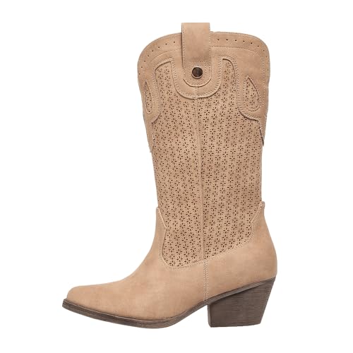 Mid Calf Cowboy Boots for Women Chunky Block Heel Women’s Pointed Toe Casual Comfortable Boot Low Heel Trendy Stylish Boot3