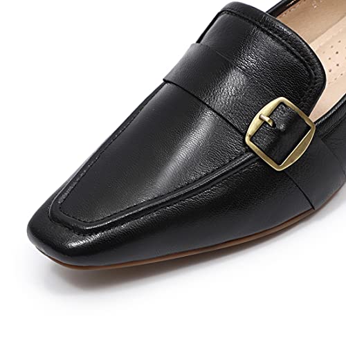 Image of Mona flying Women's Leather Square Toe Penny Loafer Slip on Office Flats
