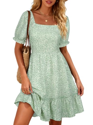 Image of Berydress Womens Summer Smocked Sun Dress Pockets 2026 Square Neck Dresses