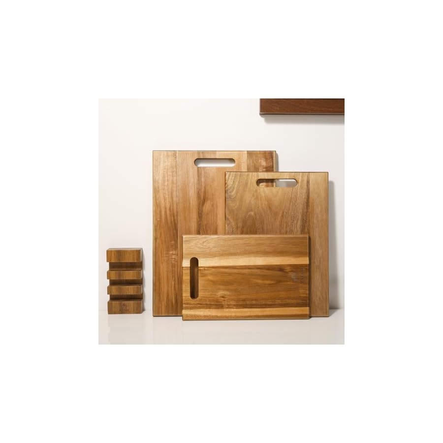 YSTKC Acacia Wood Cutting Boards Set of 3 PCS for Kitchen, Large Wooden Cutting Board Set with Handle, Thick Chopping Board, Butcher Block Wooden Trays for Meat, Fruit Vegetable and Cheese