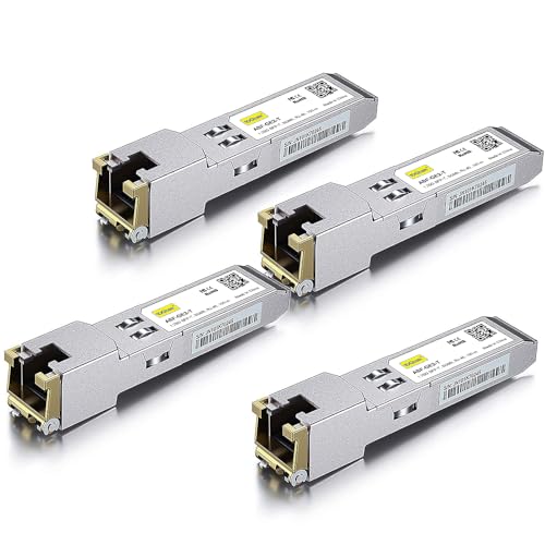 Image of 10Gtek 10 /100 /1000Base-T Copper SFP, Auto-Negotiation SFP to RJ45 Mini-GBIC Transceiver for Cisco GLC-T /SFP-GE-T, Pack of 4