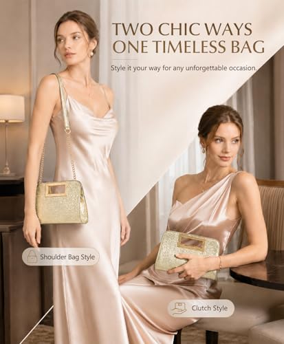 Image of VASCHY Clutch Purse for Women,Fashion Vegan Leather Cut-Out Handle Evening Handbag Crossbody Shoulder Bag for Wedding,Party