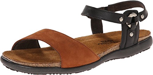 Image of NAOT Women's Sabrina Sandal Jet Black Lthr /Hawaiian Brown Nubuck 7-7.5 M US