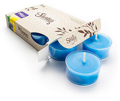 Lemon Blueberry Twist Premium Tealight Candles - Highly Scented With Essential & Natural Oils - 6 Blue Tea Lights - Beautiful Candlelight - Made In The Usa - Fruit & Berry Collection #TOP7