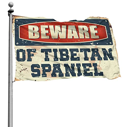 Bandera de jardín de otoño Beware Of Tibetan Spaniel en tela lavable de 152x244 cm