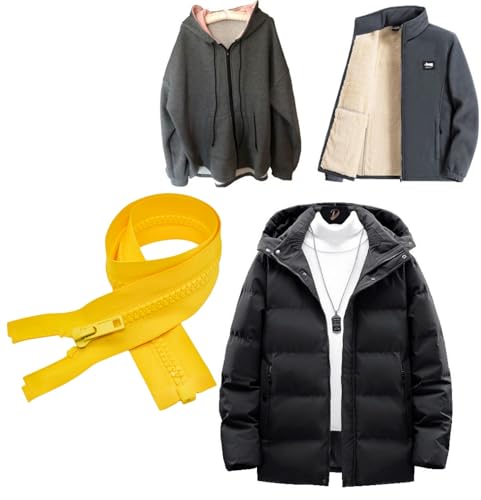 Image of MebuZip 2PCS #5 25 Inch Separating Jacket Zippers Resin Zipper Molded Plastic Zippers Bulk for Sewing Coat Jackets Clothes (Yellow)