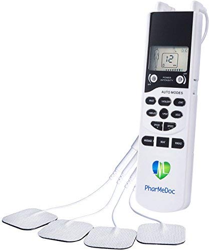 PharMeDoc Electronic Pulse Massager - TENS Unit Pulse Stimulator for Relieving Muscle Tension and Boosting Workout Recovery Time