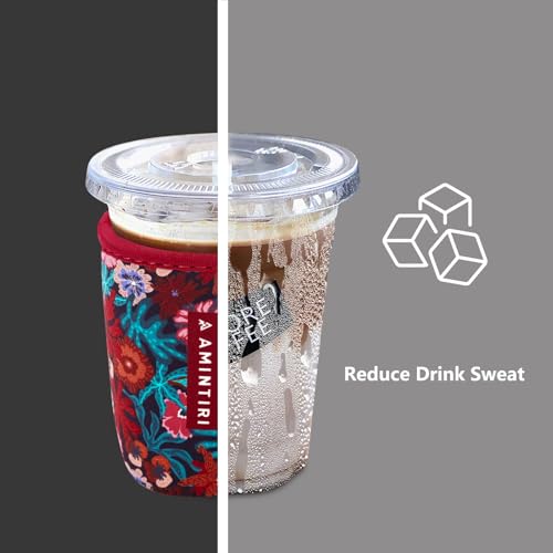 Image of 3 Pack Reusable Sleeve for Iced Coffee Cup, Coffee Neoprene Sleeve for Iced&Hot Drinks, Coffee Sleeve Compatible with Starbucks, Dunkin Coffee Cup. (Hot Tropic)