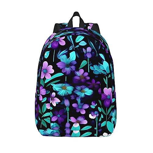 Sac à dos voyage femme à fleurs violettes et bleu sarcelle pour le week-end