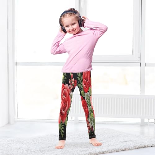 Bolaz Toddler Girls Leggings Printed Yoga Pants Leggings Three Rose Flower for Kids4