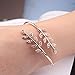 ink2055 Women Fashion Rhinestone Inlaid Leaf Adjustable Opening Bracelet Bangle Jewelry,Bracelets for Women Teen Girls Gift - Rose Golden