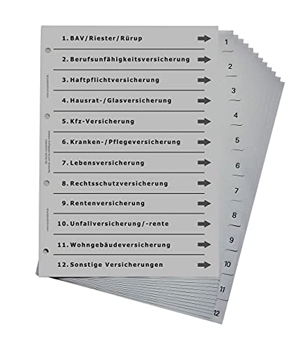 Ordnerregister für Versicherungen, durchdachtes Register für...