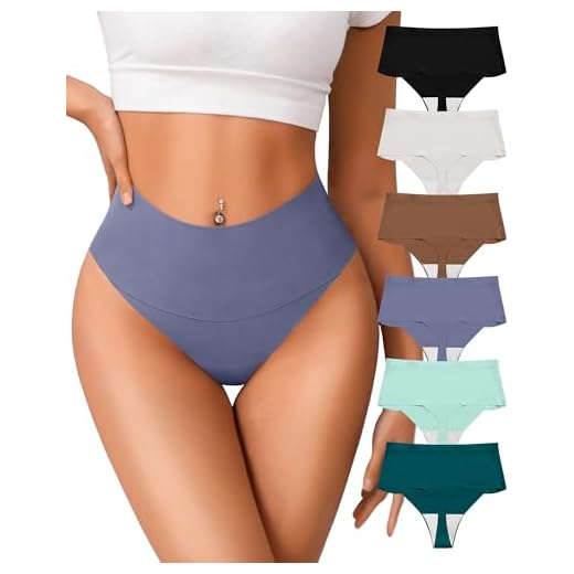 ORLAROY Seamless Thongs Underwear Womens High Waisted No Show Panties Breathable High Cut Sexy Tagless Ladies Panty Pack L