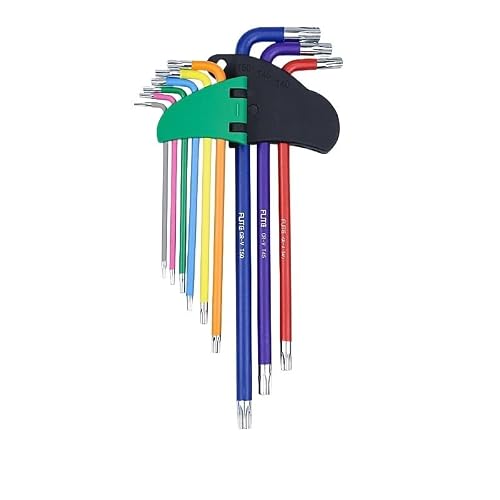 GUOCHENJIE Allen Key Set Hex Key Set 9PCS Metric Allen Key Set 1.5-10MM Anti-Slip Long Ball End Hex Wrench Set Spanner for Vehicle Bicycle Repairs Hand Tools(Long torx Wrench)