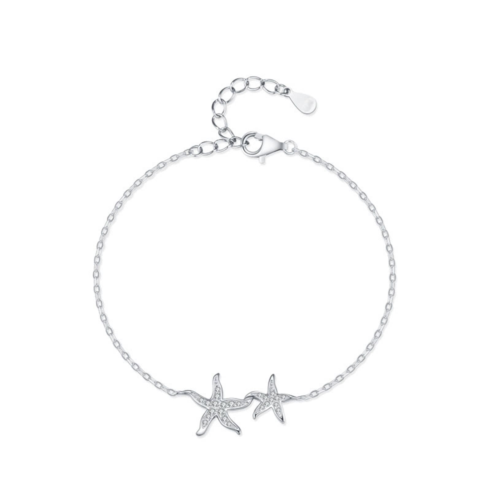 Pulsera para mujer de oro amarillo Au750 de 18 quilates, cadena de estrella de mar, pulseras con diamantes de oro auténtico, pulseras de platino 950