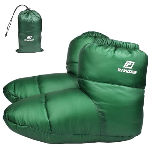 RANDDER Down Booties Warm Socks 10D Nylon Ultralight Sleeping Sock for Camp, Backpacking, Camping Sleeping Bag Tent Down Slippers Foot Warmer (R02) (Large)