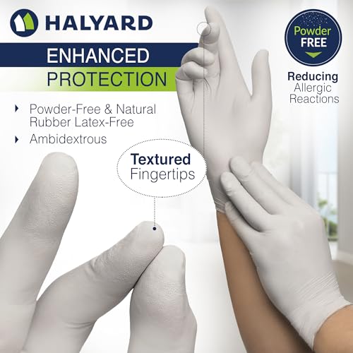 Gants d'examen en nitrile Sterling Halyard XL : la haute résistance grise de 3,8 mm - 2
