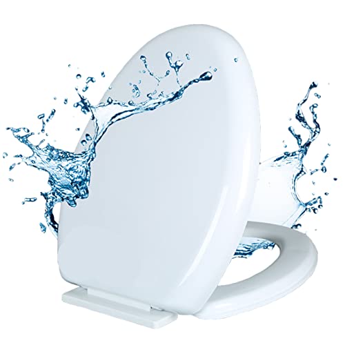 Abattant de toilette allongé blanc, fermeture douce sans claquement, plastique épais standard, facile à installer et à nettoyer, démontage rapide en un...