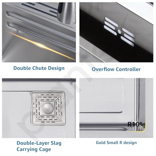 Image of Plantex 304 Grade Stainless Steel Smart Waterfall Sink /Kitchen Sink with Integrated Waterfall, Cupwasher, Dustbin and Digital Display - All in One Sink for Kitchen (38x18x9 Inch - Silver Matt)