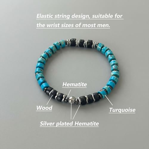 Pulsera de Turquesa con Hematite y Cuentas de Madera miniatura 7