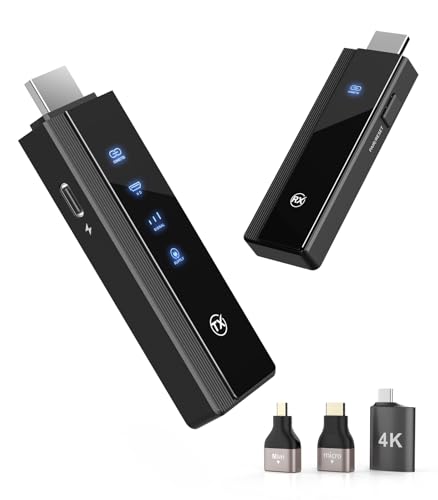 2025 Upgraded Wireless HDMI Transmitter and Receiver 4K Decode & 1080P@60Hz, 5G+2.4G Dual Band, LED Display, Plug&Play Zero Latency for Video and Audio to Monitor from PC/TV Box/Projector