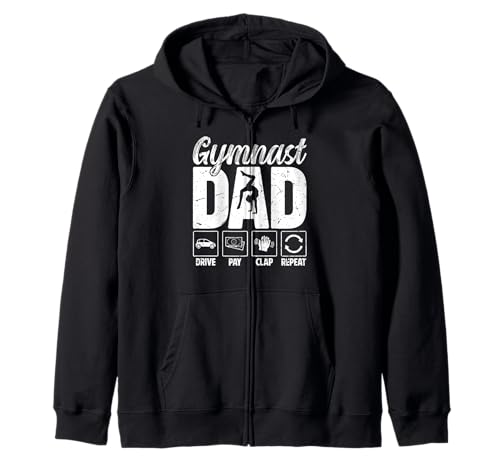 Retro Gymnast Dad Gymnastics Dad Daddy Fathers Day Men Guys Zip Hoodie