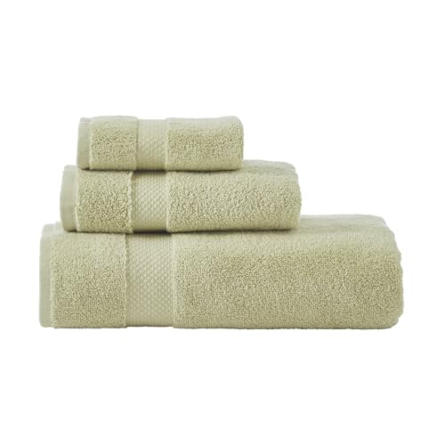 Better Trends Luxury 3 Piece Towel Set 100% Cotton Bathroom Towel Set Zero Twist Ultra Soft & Absorbent 1 Wash Cloths, 1 Hand Towels, 1 Bath Towel, Sage Splash Collection