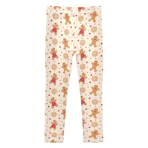 Girls Leggings Soft Toddler Ankle Length Bottoms Christmas Gingerbread Snowflake Kids Dance Yoga Pants 4-10 Years2