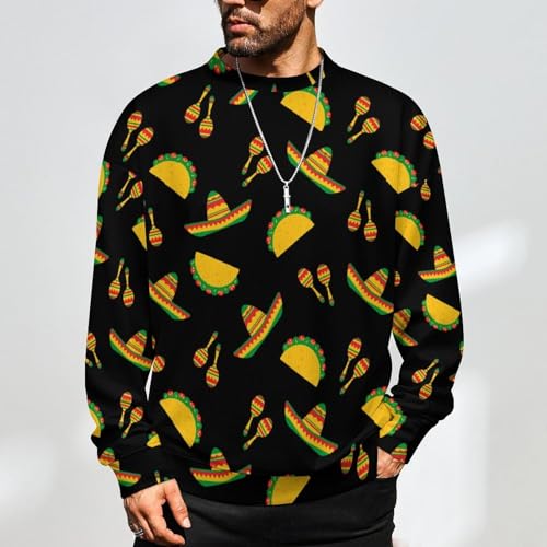 Mens Mexico Tacos Crewneck Sweater Mens Crew Neck Sweaters Long Sleeve Funny Men's Pullover2