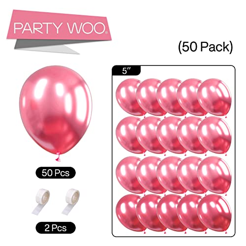 Image of PartyWoo Metallic Dark Pink Balloons, 50 pcs 5 Inch Pink Metallic Balloons, Metallic Pink Balloons for Balloon Garland or Balloon Arch as Birthday Party Decorations, Wedding Decorations, Pink-G104